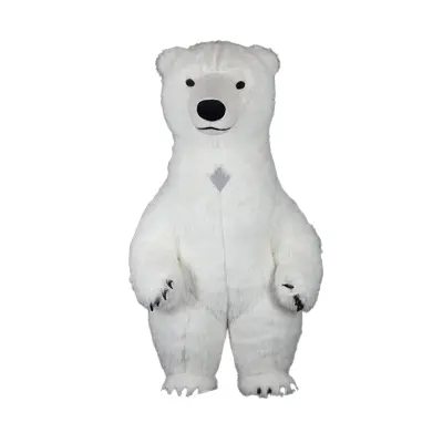 Brinquedos engraçados CE dançando em movimento pelúcia inflável urso polar traje da mascote personagem dos desenhos animados terno adulto para a festa