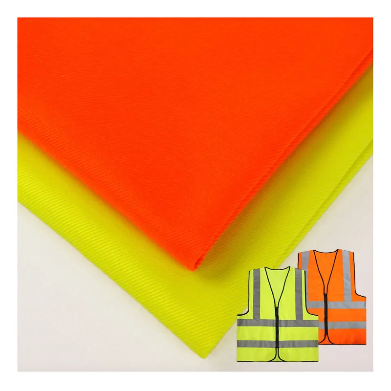 HV Orange 190gsm CVC55/45 Tela DE SEGURIDAD reflectante de algodón y poliéster para chaqueta de alta visibilidad