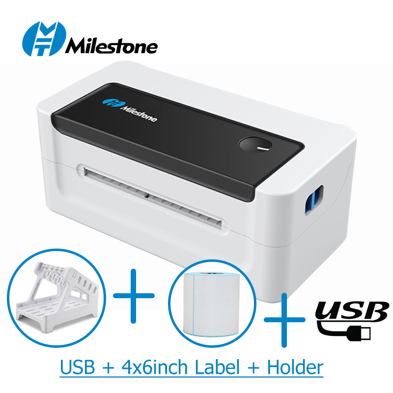 Impresora-USB + estante + rollo de etiquetas de 4x6 pulgadas