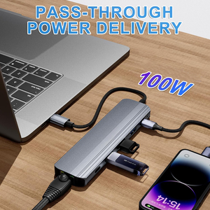 USB-C Hub (6 in 1) yerleştirme istasyonu ile 4K HDMI 2.0 5Gbps USB 3.0 USB tip C PD şarj Ethernet RJ45 adaptörü dönüştürücü - Product Image 5