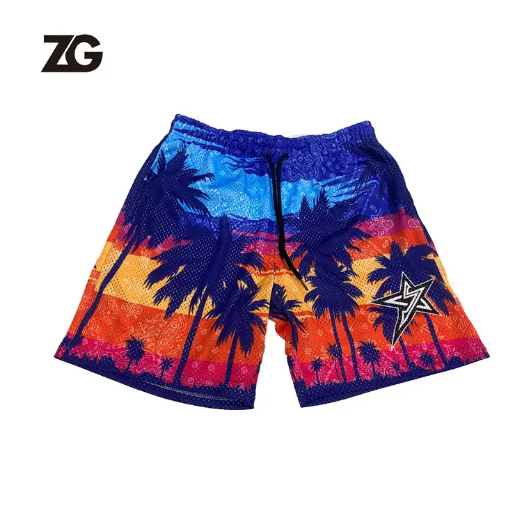 Manufacturer Custom Pattern Men Kids Mesh Shorts Zipper Pockets Mesh Basketball Short Streetwear Mesh shorts