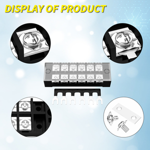 Bloque de terminales de conexión de tornillo TB-3506 35A 600V, riel Din eléctrico, cable de 6 vías, bloque de terminales de alimentación de doble fila fijo con puente - Product Image 6
