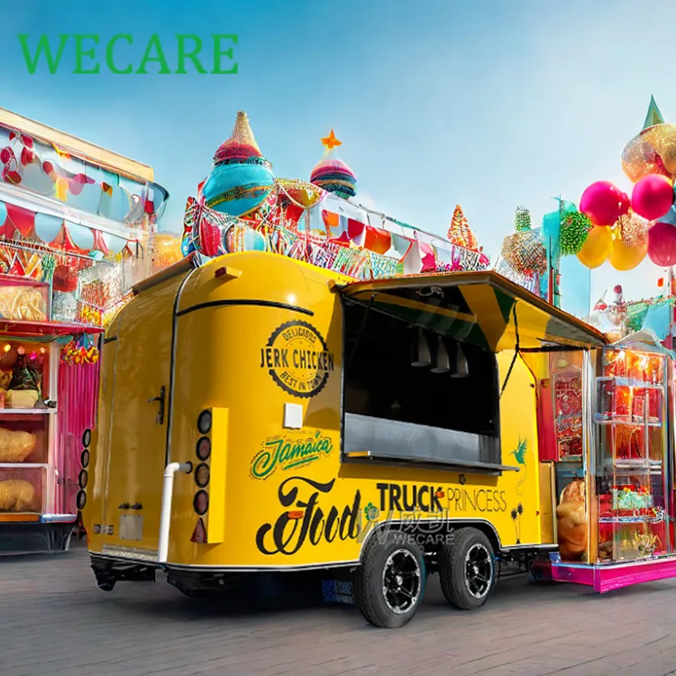 Wecare Commerciële Mobiele Keuken Koffiebar Vrachtwagen Geroosterde Kip Foodtruck Pizzria Friteuse Fast Food Trailers Volledig Uitgerust