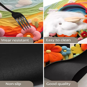 3D印花图案浴垫吸水快干防滑带橡胶背门地板定制形状浴室垫 - Product Image 6