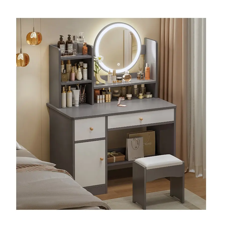 Style Simple nordique blanc petite commode table de chevet à miroir Table de chevet avec tiroir pour chambre salon
