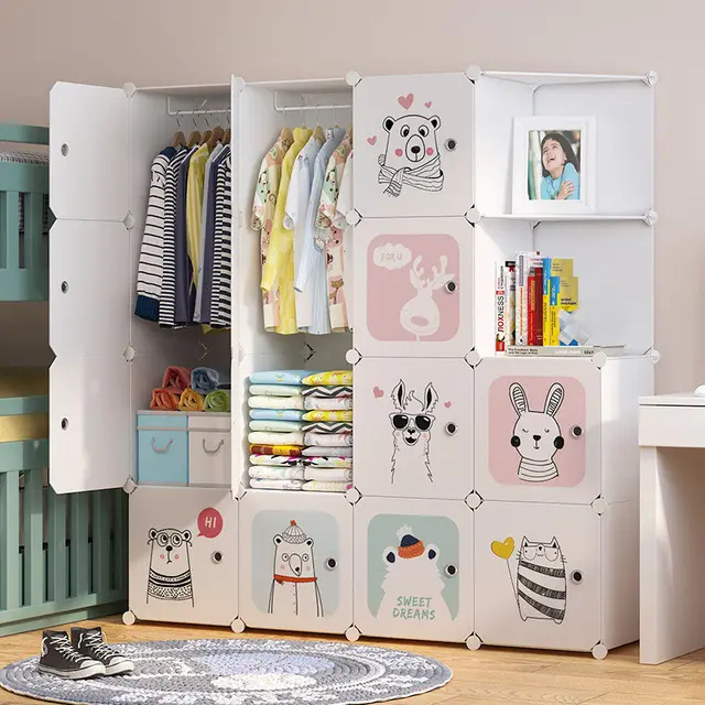 Moderne simple maison chambre enfants garde-robe enfants assemblé en plastique simple armoire de rangement