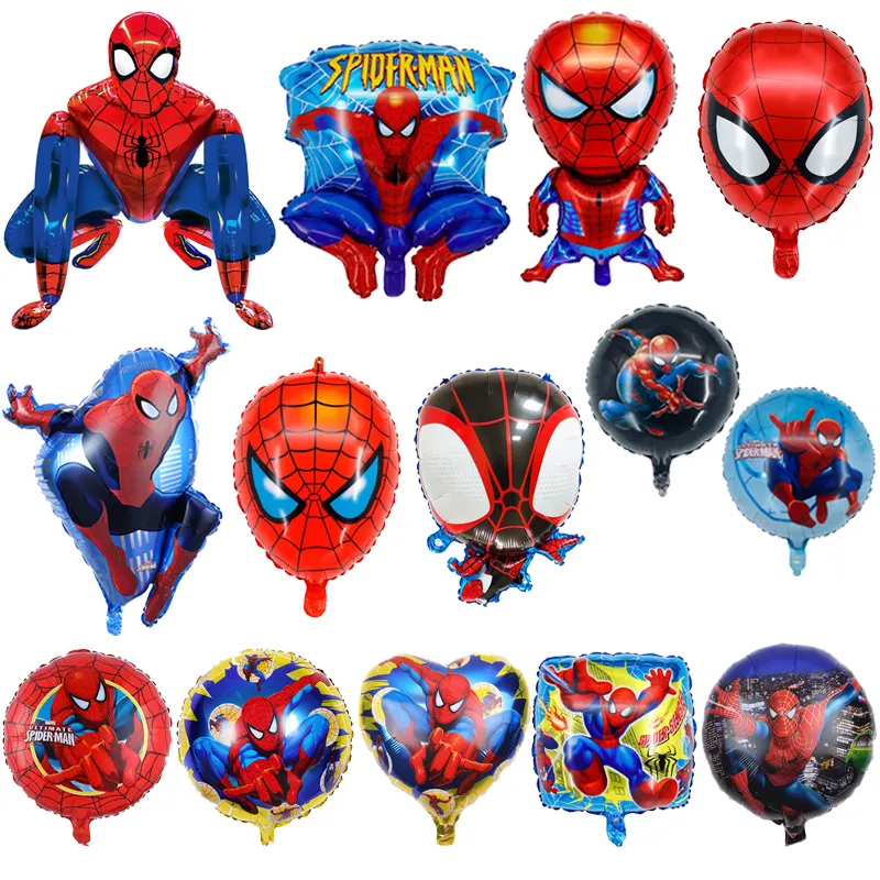 Globos de papel de aluminio de Spiderman, suministros de fiesta de temática, varios, 3D, tamaño grande, 18 pulgadas