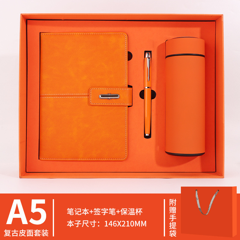 Coffret cadeau A5-orange-thermos