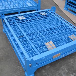 Contenedores de almacenamiento de alambre de malla metálica duraderos Contenedores de apilamiento plegables rentables Jaula de almacenamiento apilable para palés de almacén - Product Image 2