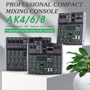 AK8プロフェッショナルミキサー、8チャンネルオーディオミキサー、MP3プレーヤー内蔵、家族の集まりのための7セグメントバランス - Product Image 2