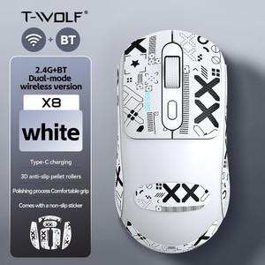 T-WOLF X8ワイヤレスデュアルモードゲーミングマウスType-c充電式軽量滑り止めステッカー複数のシステムに適しています - Product Image 4