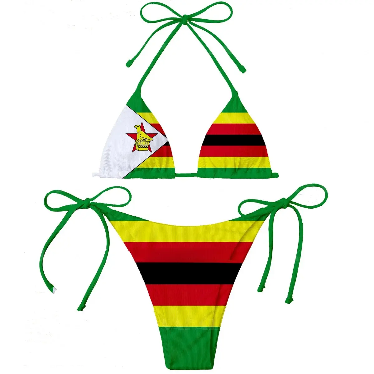 Conjunto de bikini de nuevo diseño, país africano, Kenia, Marruecos, Zambia, Bandera de Zimbabue, estampado 3D, bikinis y ropa de playa personalizados para mujer