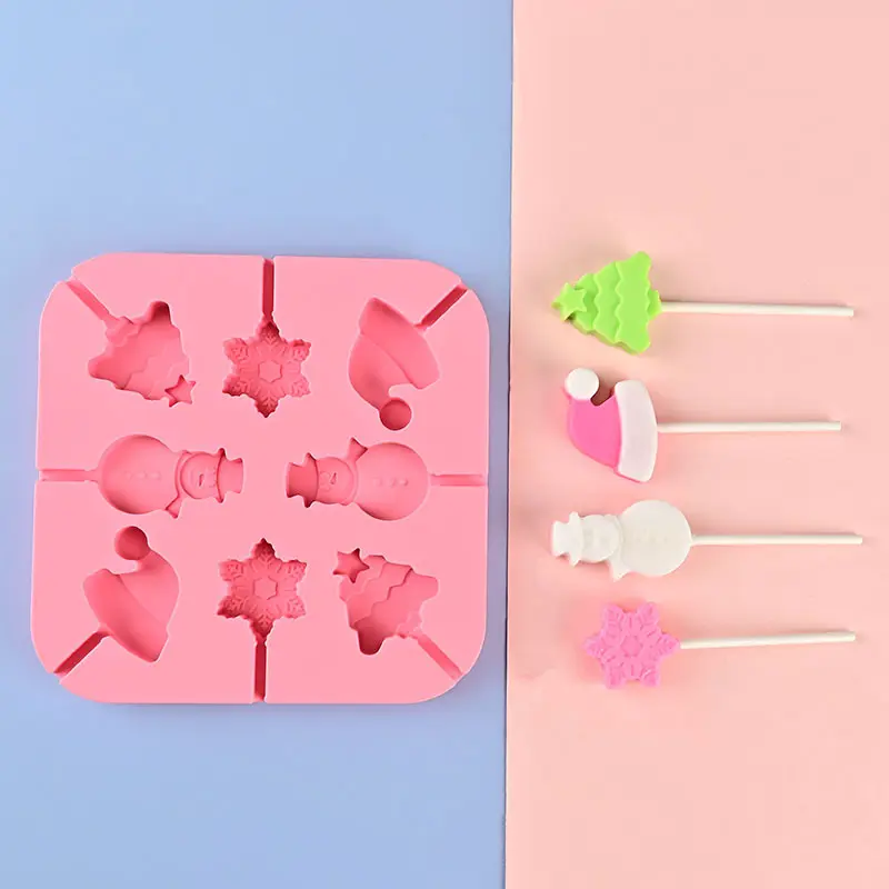 Fai da te Bpa Free 3D lecca-lecca stampo in Silicone con bastoncino di carta cartone animato animale per uso alimentare in Silicone stampo lecca-lecca