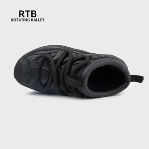 מגפי שלג חמים עם סוליות צמר שחורות גומי צמר שחור, קווי צמר נגד החלקה הם אופנתיים ופרועים - Product Image 4