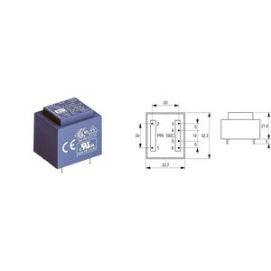 Blok VB 1,0/2/24 Printtransformator 1x230V 2x24 V/AC 1 VA 41mA (940910131137) - Product Image 1