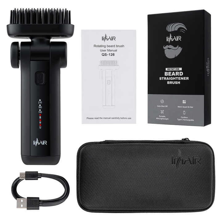 Até 38MIN + UTILIZANDO O TEMPO sem fio Rotativo cabelo alisador de barba sem fio escova aquecida portátil tampa magnética recarregável