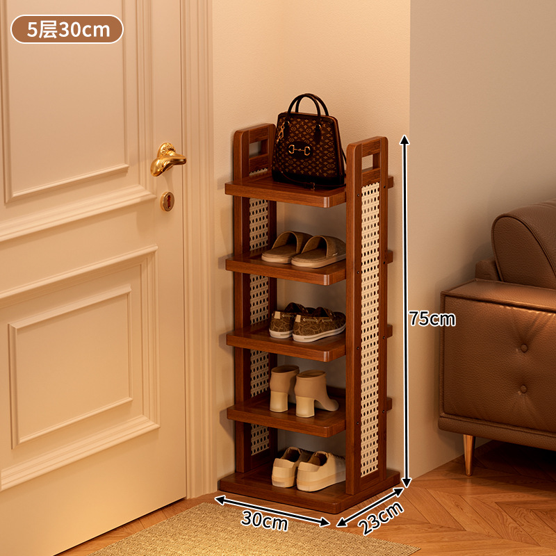 Simple brown shoe rack, 5 tiers, 30cm long