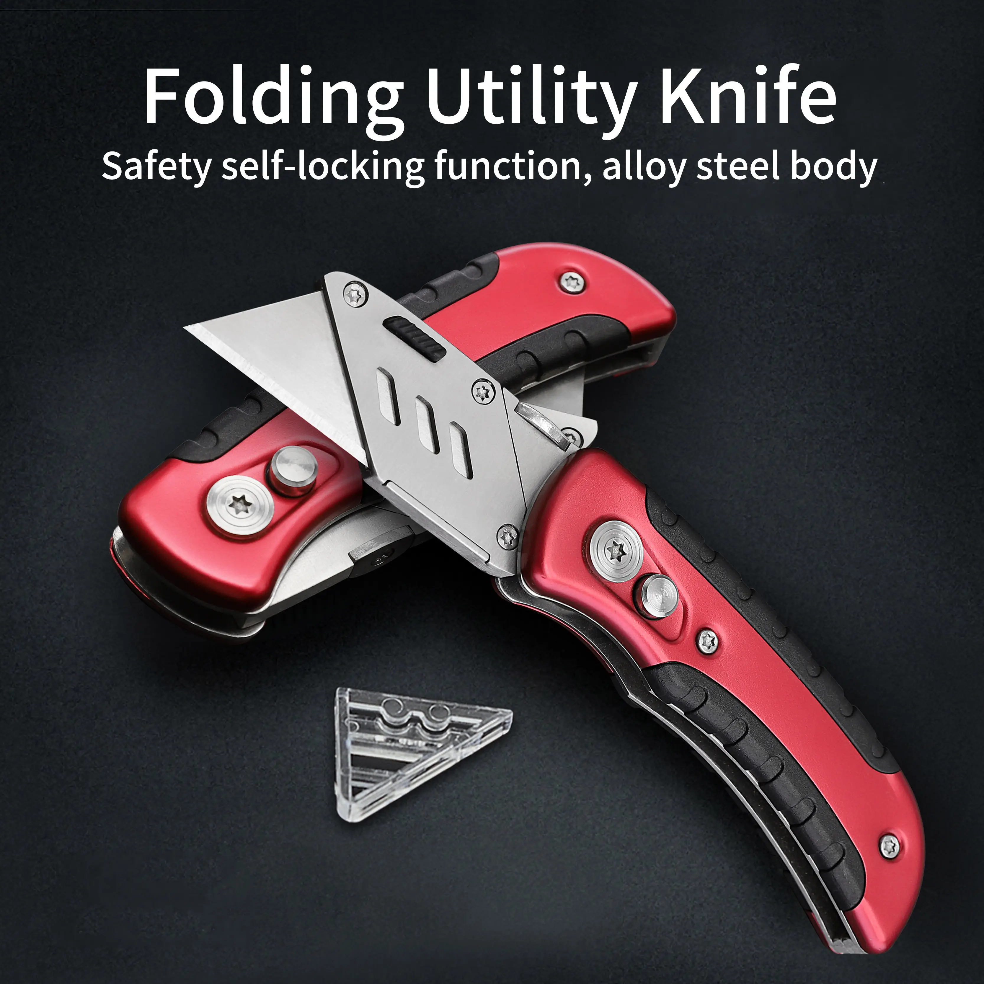 سكين قابل للطي مع شفرات من الفولاذ المقاوم للصدأ لقطع كيس من الشرائط المضغوطة