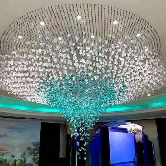 Nuova Lobby personalizzata centro commerciale moderno stile di lusso ingegneria mare hotel ingresso lampadario in vetro lampada a sospensione