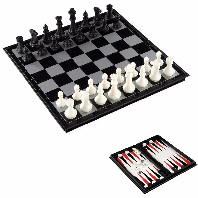 Набор шахматных шашек 3 в 1 Магнитный Шахматный набор для игры в нарды пластиковый