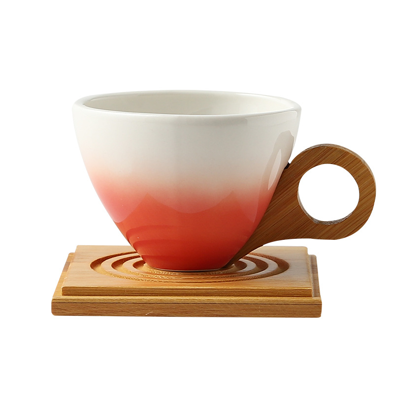 Taza individual con tapete de bambú - rosa