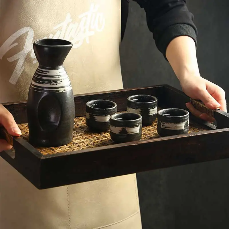Jarra de cerámica estilo apanese para vino, juego de sake para el hogar, dispensador de taza comercial shochu sake Cup PT