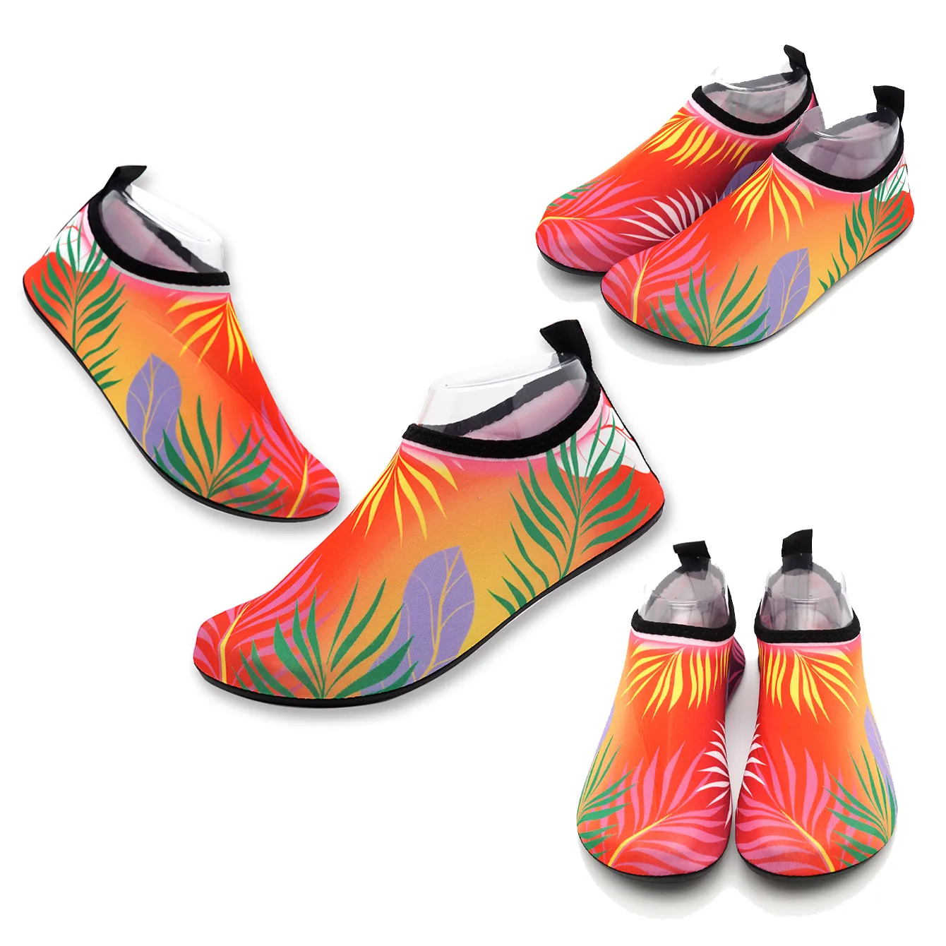 Zapatos acuáticos con estampado de selva tropical para mujer, nuevos zapatos de playa, zapatos de natación para deportes acuáticos al aire libre, se pueden personalizar con diseño