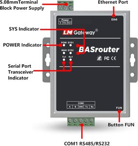 LM BACnet Router 101-B supporto costruzione BACnet MS/TP a BACnet IP 10/100 Ethernet con Auto-negoziazione automatica MDIX - Product Image 2