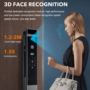 3D yüz ve parmak izi tanıma akıllı kapı kilidi Tuya App uzaktan kumanda dijital dokunmatik ekran tuş takımı kod anahtarı akıllı kapı kilidi - Product Image 4