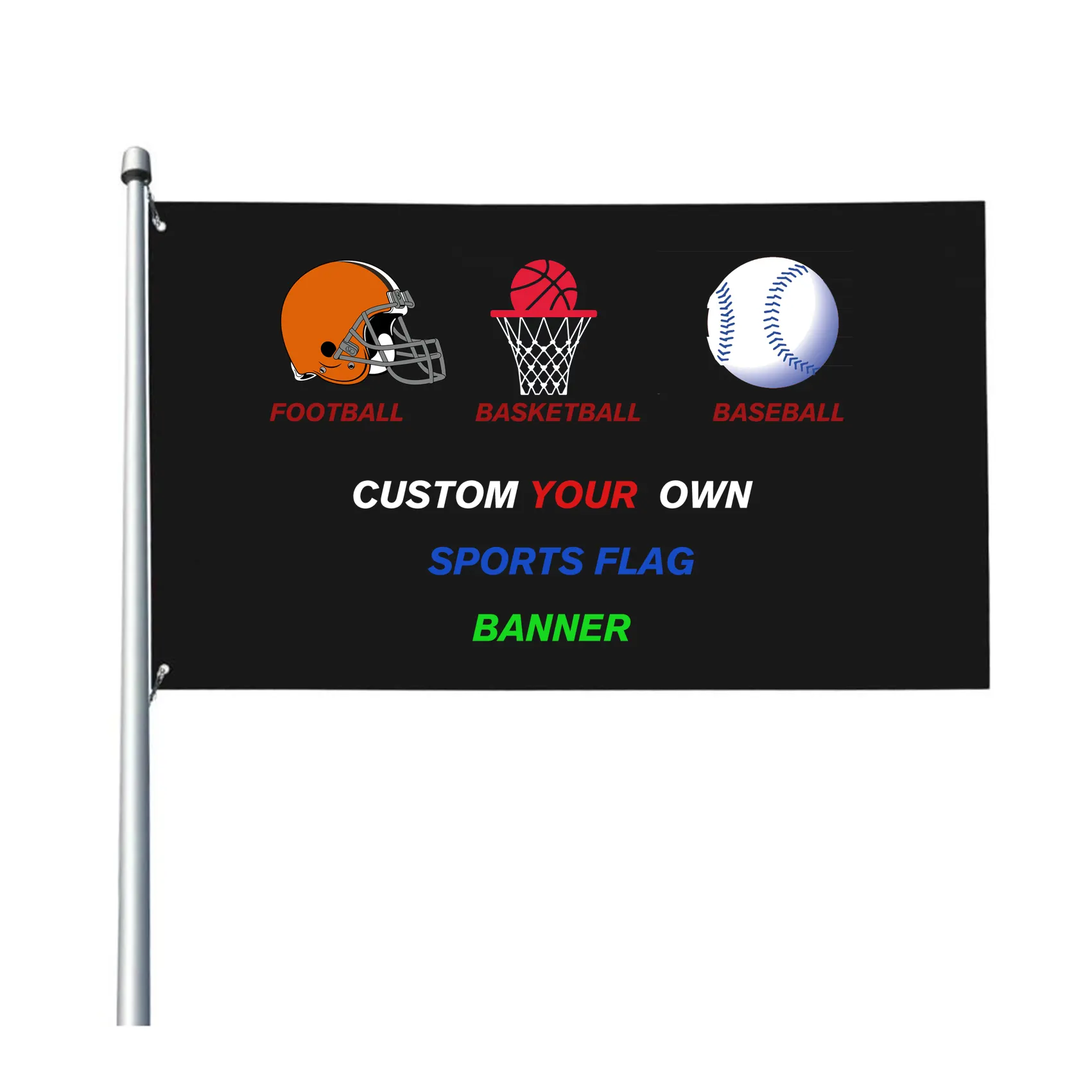 Imprima su propio logotipo Diseño Palabras Bandera 3x5 pies liga deportiva fútbol baloncesto equipo de béisbol Banderas Banners