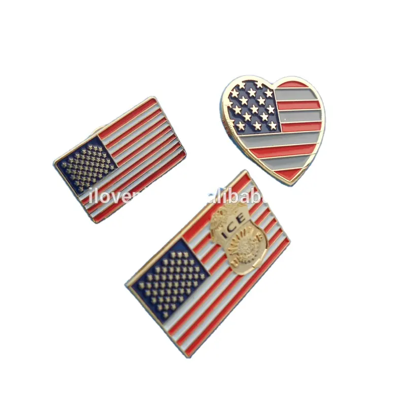 Pin de solapa de metal con estampado de la bandera americana, insignia, precio de fábrica