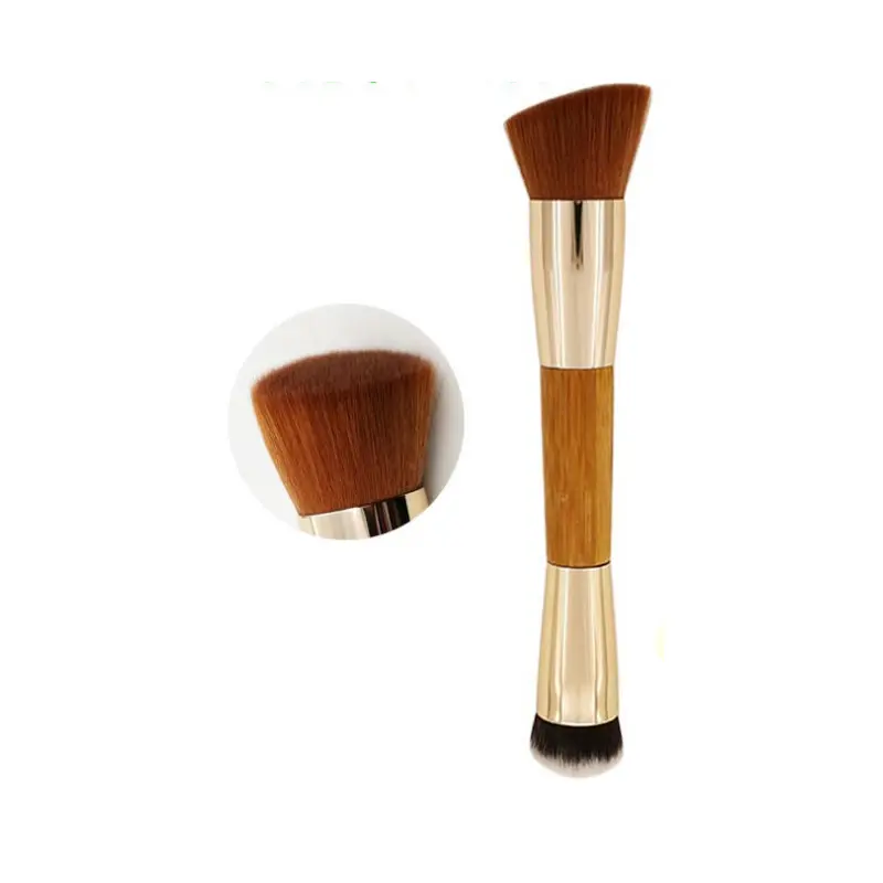 FEIYAN Single Bamboo Handle Makeup Brush Cosmetic Makeup Kabuki Double Ended Bamboo Makeup Brush