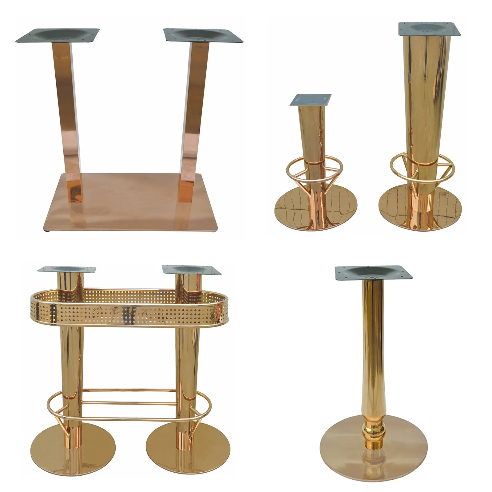 Base de mesa móveis mesa de jantar, perna escovada de aço inoxidável cromado moderno aço inoxidável bandeja de mesa industrial