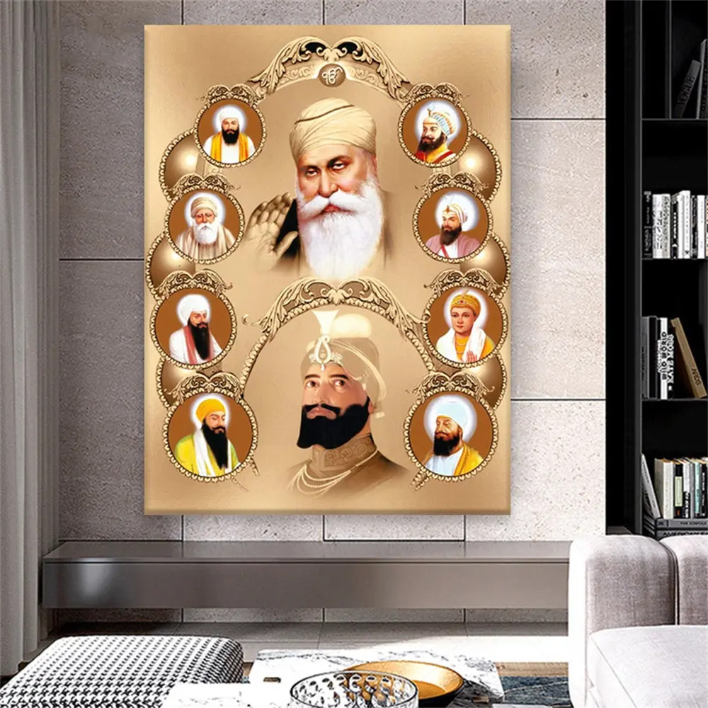 Soggiorno Home DecorTen Sikh Masters stampe su tela stampa Wall Art arte religiosa poster Picture
