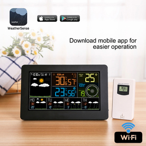 <span class=keywords><strong>WIFI</strong></span> מזג התחנה מקורה טמפרטורת לחות לחץ רוח מזג אוויר תחזית LCD מעורר דיגיטלי שעון קיר