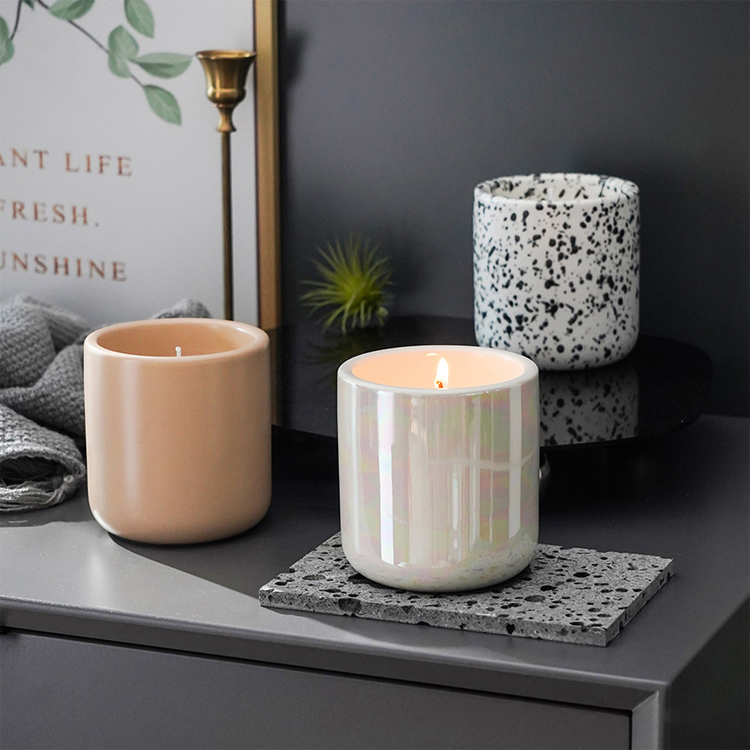 Good quality wedding decoration wholesale unique design matte candle empty jars 11oz candle vessels with lid