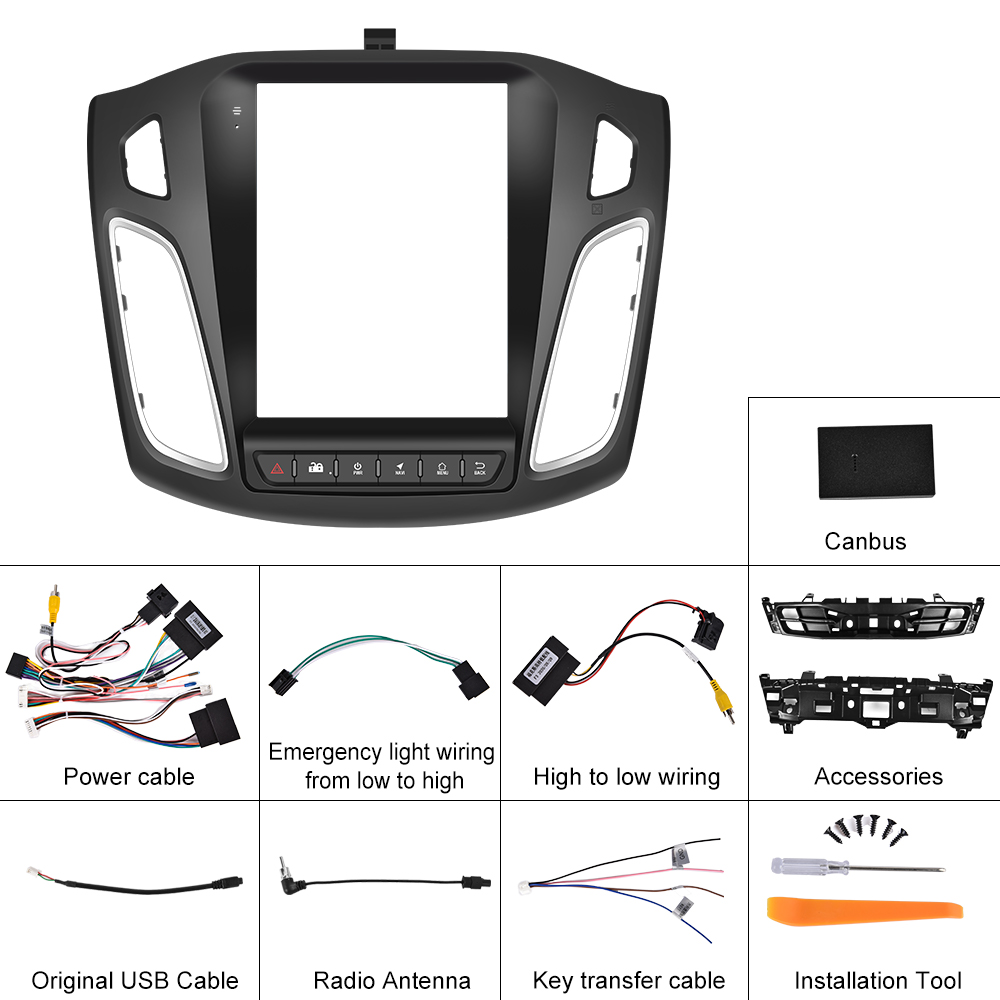 Podofo 9.7 Inch 2DIN Car Panel For FORD Focus 2012-2018 Screen Radio Fascias Panel Frame 2 Din Headuint Car Stereo Frame