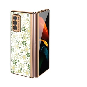 Ultra-บางดอกไม้Electroplatedกระจกสีโทรศัพท์มือถือสําหรับSamsung W21 Z Fold2 Ultra-บางหัวใจShell