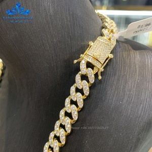 אייס מתוך היפ הופ שרשרת Moissanite שרשרת קובני צמיד <span class=keywords><strong>20MM</strong></span> כסף 925 יהלומי Moissanite לב קובני קישור שרשרת