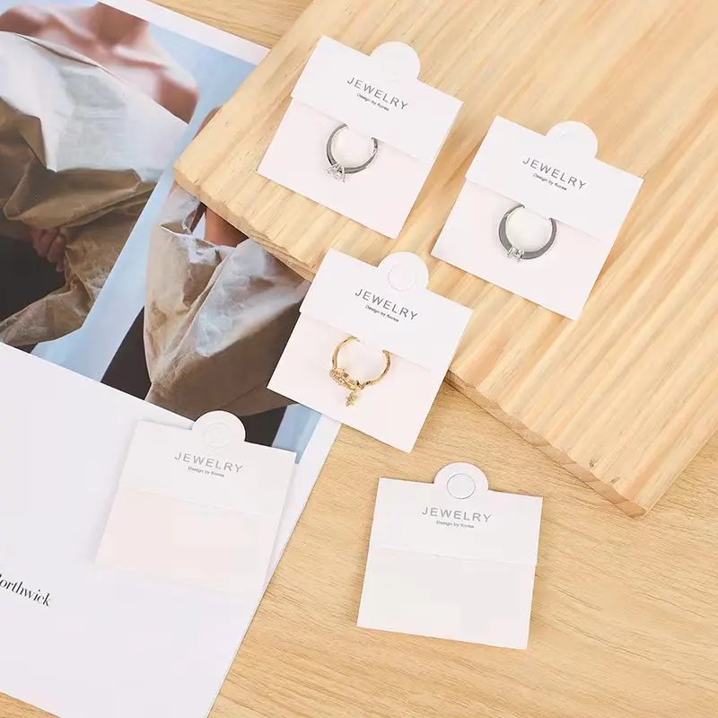 E-grosir kemasan perhiasan Korea untuk cincin kartu putih untuk LOGO kartu emas stok kartu putih