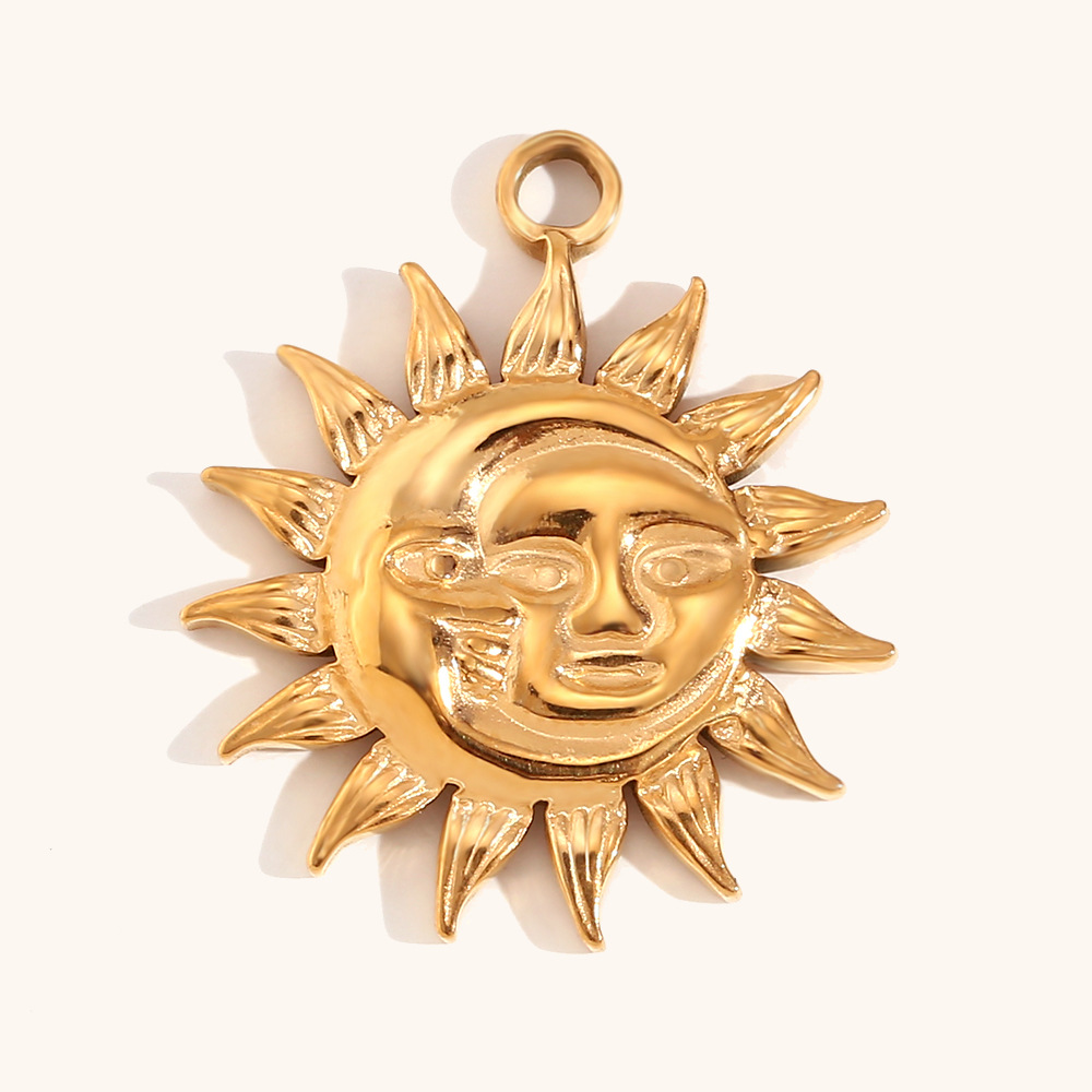 Emoji moon sun pendant-gold
