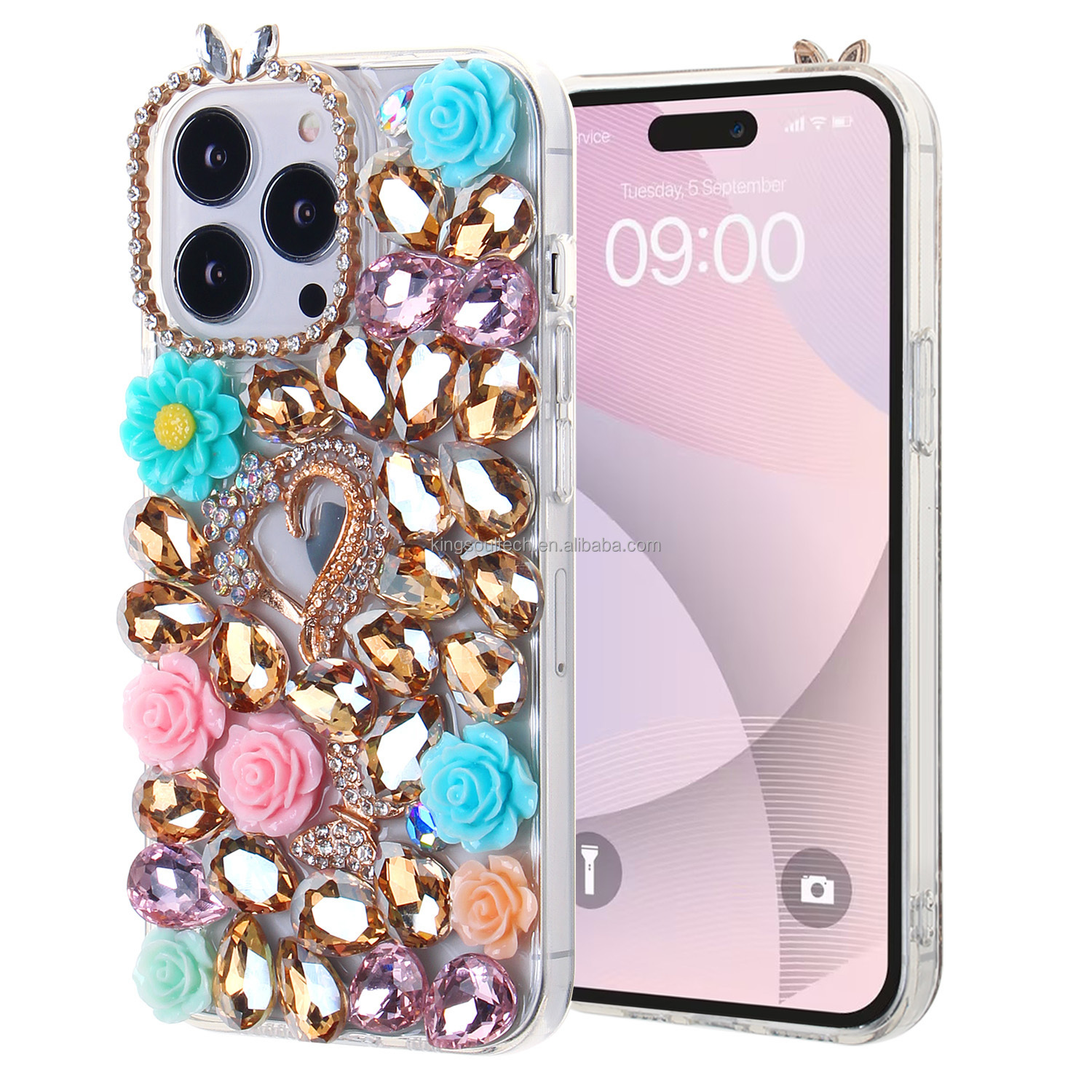 Heart with Flowers Champagne Gold