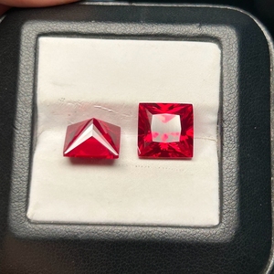 Laboratorio creato principessa taglio rosso rubino gemma quadrato zaffiro blu pietre sciolte per anello gioielli - Product Image 6