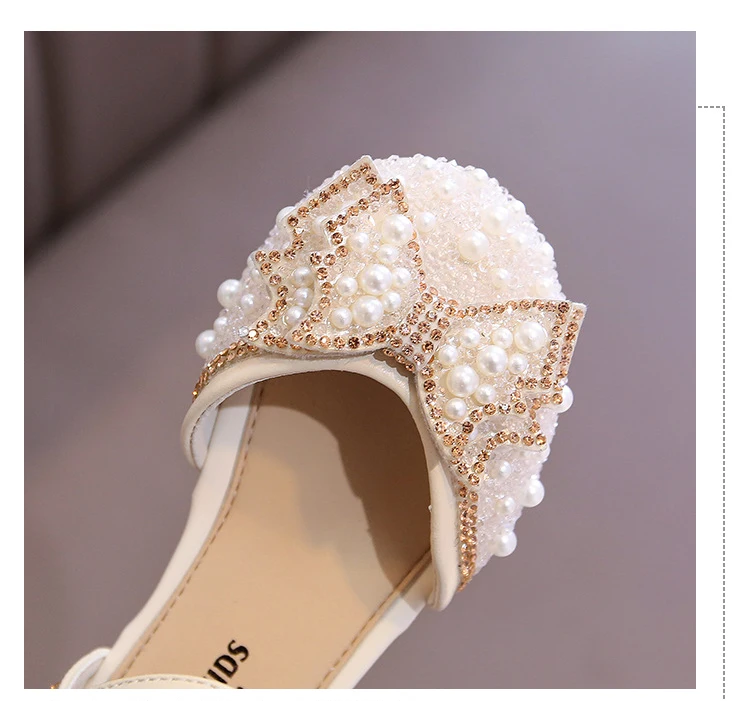 Girls Rhinestone Sandals Korean Princess Flat Shoes Children Bow Dress Shoes