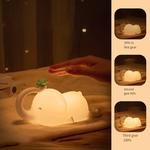 EGOGOエレファント<span class=keywords><strong>LED</strong></span>ナイトライトソフトシリコン暖かい白い赤ちゃん睡眠センサー家庭用バッテリータッチ寝室
