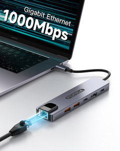 10Gbps อะแดปเตอร์ฮับ USB3.2หลายพอร์ต4K HDR และ1000Mbps Ethernet 6 in 1 USB C Dock สำหรับ MacBook , Dell, HP Laptop - Product Image 3