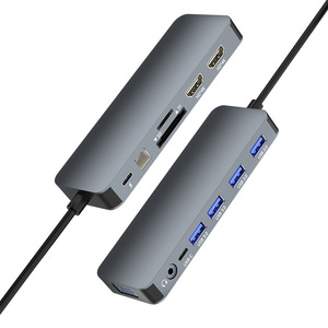 Adaptador de carga multifunción 13 en 1 para hub de HDMI, adaptador de carga DP 4K 60Hz 120Hz RJ45 VGA, convertidor PD 100W USB 3,0 2,0