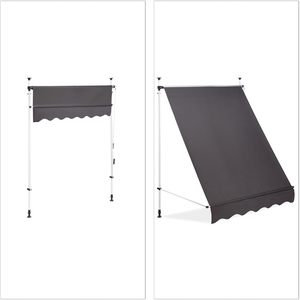 UV dayanıklı 150 cm geniş kelepçe tente balkon el krank yüksekliği ayarlanabilir hiçbir sondaj çelik çerçeve Polyester malzeme - Product Image 1