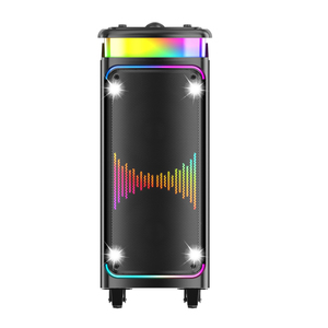 Made in China Dual 8 Inch Woofer Trolley Outdoor High-power 80W Aurora LED Square Dance Wireless Bluetooth <strong>Speaker</strong> with USB FM - Product Image 1