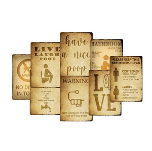 Lustige Badezimmers childer, Live <span class=keywords><strong>Laugh</strong></span> Poop Metall dose Schild sitzen zu pinkeln Toilette Retro Vintage Aluminium Plakette Schilder für die Wand - Product Image 1